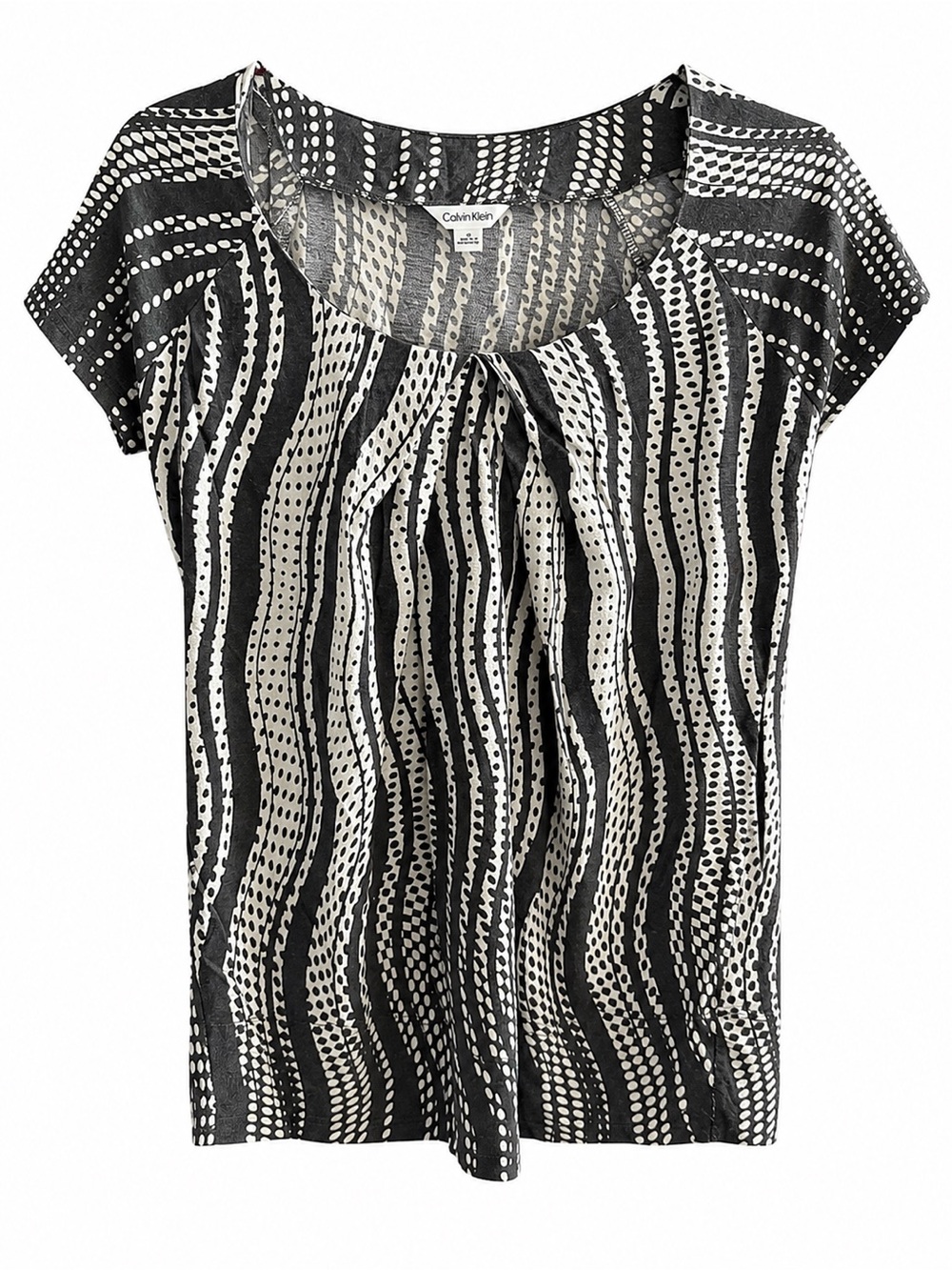 Calvin Klein Women’s Black & Cream 100% Cotton Blouse Size Small